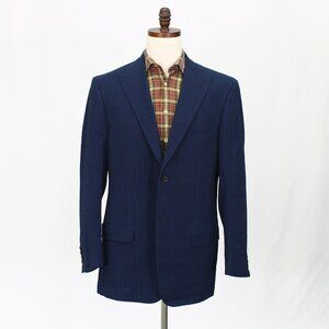 ISAIA 44L Navy Blazer Sport Coat Jacket 2-Button Stripe Y128